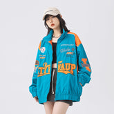 Unisex Jacket Hip-Hop Street Embroidery Multicolor Jacket Stand Collar Motorcycle Jacket